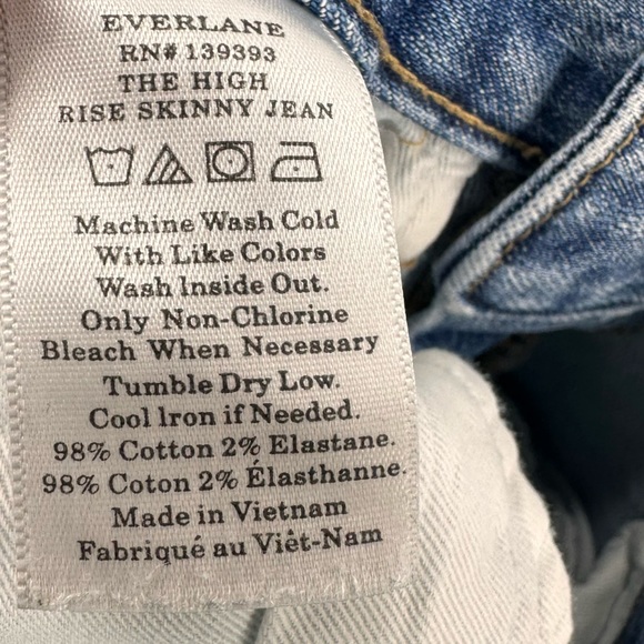 Everlane High Rise Skinny Jean Medium Light Wash Womens 27 - Picture 4 of 7